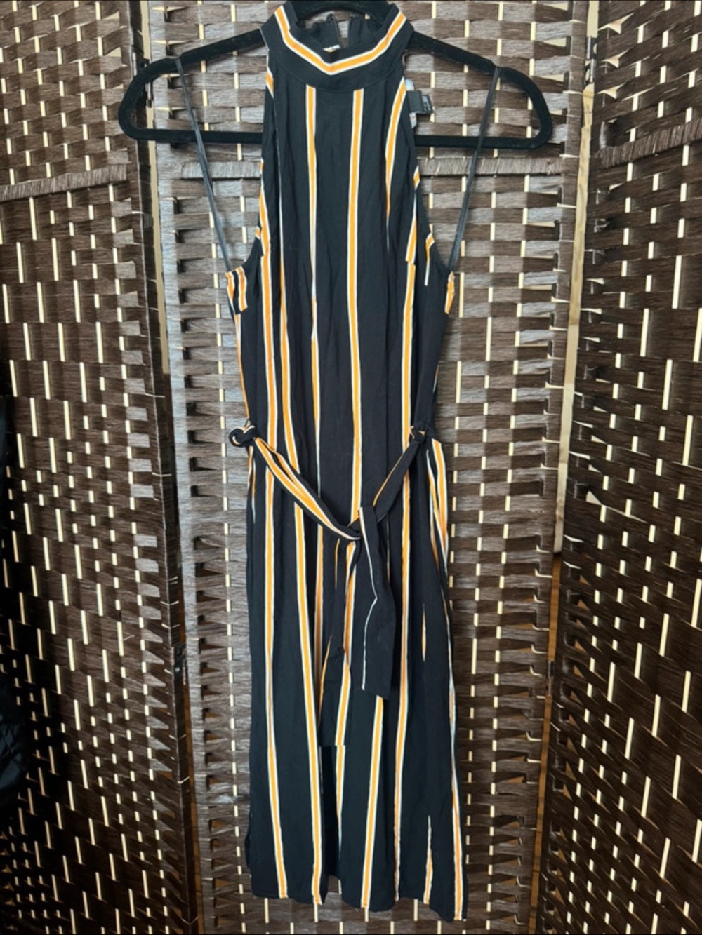 Forever 21 Black Maxi Dress with Mustard & White Stripes